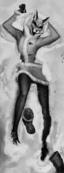 1girls alice_the_vixen female female_only fox snow stockings tiny_bunny