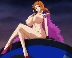 1girls accurate_art_style alternate_costume big_ass big_breasts blush cape edit edited edited_screencap female female_only gloves heels horn hourglass_figure long_hair nami nipples nude nude_edit nude_female nude_filter one_piece orange_hair perfect_body perfect_legs photoshop post-timeskip screen screen_capture screen_face screencap screenshot screenshot_edit sitting slim_waist solo thick_thighs third-party_edit tights vitan_(artist) wide_hips