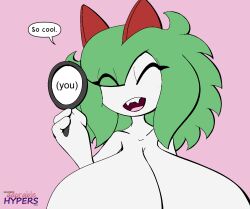 alternate_breast_size big_breasts breasts breasts_bigger_than_head emillie_(zanbonsen) english_text female huge_breasts hyper hyper_breasts kirlia large_breasts nude pokemon pokemon_(species) pokemon_rse speech_bubble tagme talking_to_viewer text wholesome zanbonsen