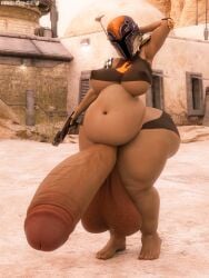 3d belly_focus big_feet blaster chubby fat_ass feet futa_only futanari helmet hyper hyper_balls hyper_penis partially_clothed renrenrew sabine_wren star_wars star_wars_rebels underboob wide_hips