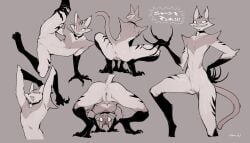 2022 anthro anus ass bebebebebe bell bell_collar biped claws collar crouching digital_media_(artwork) digitigrade domestic_cat felid feline felis female finger_claws flat_chested fur furry furry_only genitals grey_background grin hi_res long_claws mammal nude nude_female nyan_(one-punch_man) one-punch_man pussy rule_63 simple_background smile solo tail text