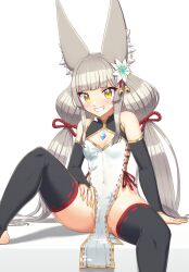 1girls alten bare_shoulders breasts cat_ears catgirl chinese_clothes cleavage core_crystal monolith_soft nia nia_(blade) nia_(xenoblade) nintendo silver_hair thick_thighs thighhighs thighs xenoblade_(series) xenoblade_chronicles_2 yellow_eyes