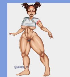 big_belly big_breasts brown_eyes brown_hair brown_skin female jesara12 latina lilly mexican muscles muscular_arms muscular_female muscular_thighs street_fighter street_fighter_6