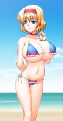 1girls alice_margatroid beach big_ass big_breasts bikini enormous_breasts henshako huge_breasts short_hair tagme touhou