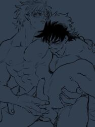 2boys anal_sex battle_tendency blush caesar_zeppeli gay jojo's_bizarre_adventure joseph_joestar male male_only male_penetrated male_penetrating male_penetrating_male muscular_male nude_male ohashi pectorals penetration yaoi