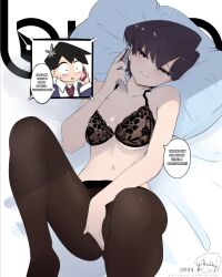 1boy 1girls bicio komi-san_wa_komyushou_desu komi_shuuko masturbation milf spanish spanish_text tadano_hitohito translated