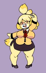 animal_crossing anthro big_breasts chubby female high_heels isabelle_(animal_crossing) mangneto nintendo office_lady tagme thick_thighs wide_hips