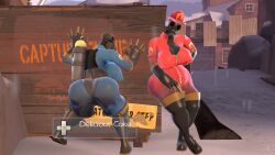 ass big_ass big_breasts breasts cleavage damndirtydog female fempyro from_behind gas_mask latex looking_at_viewer team_fortress_2 thick_thighs valve