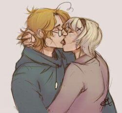 axis_powers_hetalia blonde_hair canada_(hetalia) clothing loving_couple making_out matthew_williams tongue_kiss ukraine_(hetalia) vanilla