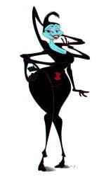 1girls 2015 6_arms a_bug's_life anthro big_ass black_hair black_outfit black_widow_spider blue_eyes blue_skin breasts clothed disney eye_shadow eyelashes female_focus female_only hand_on_thigh humanoid lipstick mature_female pixar rosie_(a_bug's_life) slb smile solo_female spider spider_humanoid teeth white_background wide_hips