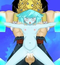 1boy 1girls aeos balls belly_bulge black_hair blue_eyes blue_female blue_hair blue_skin breasts captured censored crying crying_with_eyes_open cum cum_in_pussy cum_inflation cum_inside cum_on_penis cumber detailed_background dragon_ball dragon_ball_heroes erection female goddess hat hear_eyes male male/female male_domination male_on_female naked naked_female nipples nude_female nude_female_clothed_male open_mouth penis pleasure_face potara_earrings rape saiyan sex sg.sho size_difference small_breasts super_dragon_ball_heroes supreme_kai supreme_kai_of_time tongue tongue_out unseen_male_face vaginal vaginal_penetration vaginal_sex