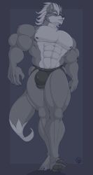 1boy abs anthro bulge duo hi_res jockstrap_only macro male male_only mkvero muscular muscular_male nintendo nipples pawpads paws star_fox video_games wolf_o'donnell