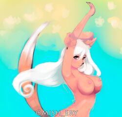 big_breasts breasts canid canine fox hi_res mammal pinup pose whitehair