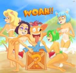 ami_bandicoot anthro ass ass_focus big big_ass bikini bikini_bottom breasts crash_(series) crash_bandicoot crash_team_racing crash_team_racing_nitro-fueled erection furry furry_ass furry_breasts furry_female furry_male furry_only grabbing_penis harem isabella_bandicoot liz_bandicoot megumi_bandicoot nipples nitro_squad penis_under_clothes short_hair the_marf