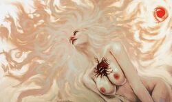 1girls anato_finnstark annato_finnstark areolae berserk breasts demon demon_girl female female_only humanoid large_breasts light-skinned_female long_hair nipples nude nude_female painting_(artwork) slan solo solo_female villainess white_skin wings