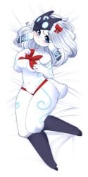 anthro big_breasts blue_eyes blush breasts canned_msg chibi dakimakura_design female hooves jupiter_europe kindred lamb_(league_of_legends) league_of_legends looking_at_viewer mask riot_games smile tagme white_fur wrapped