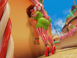 2girls 3d 3d_(artwork) animated anklewear anthro ass big_ass big_lips big_lips_no_eyes big_tongue blush brown_hair candy crown dessert female footwear green_skin heels high_heels how_to_talk_to_short_girls huge_ass huge_breasts human interspecies kissing making_out mario_(series) meme neckwear nintendo nude piranha_plant plant plantie pogchamp princess_daisy saliva saliva_string shorter_than_30_seconds size_difference sloppy sloppy_kiss sound spiked_collar stealth_pogchamp stockings super_mario_bros. tall_woman_meme tanned thick_thighs tongue video wristwear wyerframez yuri