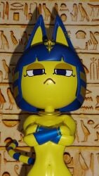 2022 3d animal_crossing ankha ankha_(animal_crossing) ankha_ride_(minus8) bracelet cat_ears cat_tail catgirl ear_piercing earrings egyptian feline feline_humanoid female female_focus female_only frown furry gold_jewelry humanoid_genitalia jewelry meme necklace nintendo piercing shiny_skin