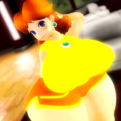 3d big_breasts breasts female mario_(series) mario_tennis nintendo princess_daisy shanepr0d tagme