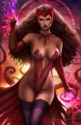 1girls avengers circlet female female_only freckles green_eyes lingerie marvel scarlet_witch solo solo_female sun_khamunaki wanda_maximoff