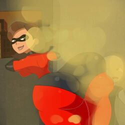 1boy 1girls ass big_ass elastigirl face_in_ass fart fart_cloud fart_fetish farting fartkami female female_focus femdom helen_parr huge_ass male mature_female milf mother the_incredibles