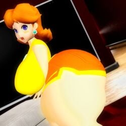 3d big_ass big_breasts breasts bubble_butt female huge_ass mario_(series) mario_tennis nintendo princess_daisy shanepr0d tagme