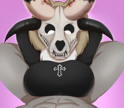 absurd_res anthro bone bovid breast_play breasts caprine caprine_demon demon duo female goat_demon hi_res humanoid lying m4l4_du_waffle male male/female mammal on_back paizuri sex skull tagme titfuck titfuck_under_clothes titjob whatever9903