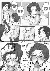 ball_sucking bishonen blowjob blush canon_couple comic_page crossdressing crying_with_eyes_open cum_in_mouth dialogue dominant_male english_text erection everlynx femboy gay gay_domination gentle_maledom glasses happy_dom happy_sub heart-shaped_pupils hearts lipstick_on_penis luo_binghe maid_uniform male_only maledom malesub markings partially_clothed penis shen_qingqiu soft_domination submissive_male teabagging testicles the_scum_villain's_self-saving_system thick_penis willing_sub yaoi