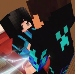 1boy 1boy1girl 1girls 3d adult bed bedroom black_hair brown_hair clothed_sex commission female heroine looking_at_partner love male male/female mine-imator minecraft sadako_(minecraft) sex spread_legs stockings tagme xdjames xdjames_minecraft