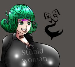 1girls alternate_breast_size big_lips bimbo blonde_hair body_writing female female_only for_sale large_breasts one-punch_man price price_tag solo tatsumaki