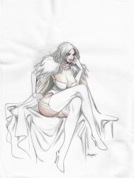 blonde_hair emma_frost justin_norman lingerie marvel marvel_comics moritat white_queen x-men