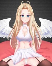 100_kanojo angel angel_wings blonde_hair blue_eyes halloween halloween_costume kimi_no_koto_ga_dai_dai_dai_dai_daisuki_na_100-nin_no_kanojo panties skirt the_100_girlfriends_who_really_really_really_really_really_love_you utsukushisugi_mimimi white_shirt