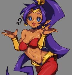 1girls ?? brown_skin confused_look cute female female_only sfw shantae shantae_(character) smooth_skin solo sweating thick_thighs tummy waa153