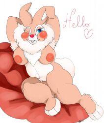 anthro anthrofied bambi_(film) blue_eyes blush bunny disney english_text female furry large_breasts miss_bunny_(bambi) nelsonnoir pussy solo wink