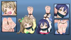 bondage feet gag love_live! minami_kotori pink_toenails shadow-xcp sonoda_umi toenail_polish