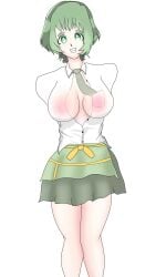 100_kanojo cazeduart green_eyes green_hair kimi_no_koto_ga_dai_dai_dai_dai_daisuki_na_100-nin_no_kanojo nipples shirt shirt_open the_100_girlfriends_who_really_really_really_really_really_love_you yasashiki_yamame