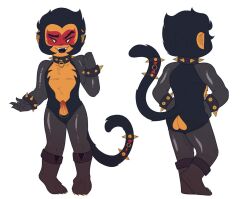 1boy 1male anthro ape ass black_fur boner erection exposed_ass femboy furry latex lego lego_monkie_kid macaque macaque_(lego_monkie_kid) male male_only monkey penis rubber rubber_clothing rubber_suit solo solo_male sparkskun spiked_bracelet spiked_collar spikes tail