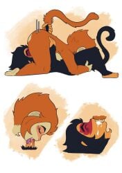 2boys 69 69_position anthro anthro_on_anthro ape black_fur blowjob boner brown_fur cum cum_in_mouth erection fellatio furry ginger_fur grabbing_tail holding_tail holding_thigh holding_waist lego lego_monkie_kid macaque macaque_(lego_monkie_kid) male male_only monkey monkey_king monkey_king_(lego_monkie_kid) monkie_kid nude oral oral_sex orange_fur overflowing_cum penis six_eared_macaque sparkskun sun_wukong tail tail_grab thrusting_into_mouth