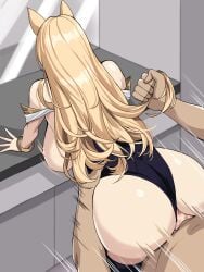 1boy 1girls 2022 absurd_res action_lines ahri animal_ears arm_support ass backboob bending_over bent_over blonde_female blonde_hair breasts breasts_out doggy_style drogod_(artist) female female_penetrated fluffy_ears fox_ears fox_girl from_behind hair_grab hair_pull highleg_leotard hips_grab huge_ass huge_breasts k/da_ahri k/da_series kitsune league_of_legends leotard leotard_aside long_hair male male_penetrating motion_lines no_text_version pussy riot_games textless uncensored vagina