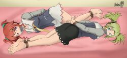 2girls bondage droite_(tales) feet gag gauche_(tales) multiple_girls pink_toenails shadow-xcp tales_of_(series) tales_of_vesperia toenail_polish