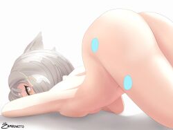 1girls animal_ears animal_humanoid ass ass_up big_ass big_butt breasts butt cat_ears cat_girl cat_humanoid catgirl feline_humanoid female female_only gray_hair grey_hair naked nia nia_(xenoblade) nintendo nude rear_view solo solo_female thighs watermark white_background xenoblade_(series) xenoblade_chronicles_2 zambonito