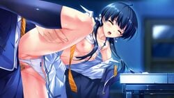 blue_eyes blue_hair breasts censored game_cg hasekura_airi misaki_kurehito nipples panties penis pussy sex underwear ushinawareta_mirai_wo_motomete