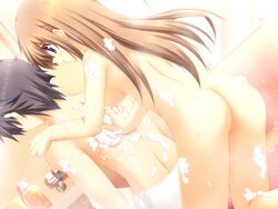 bath brown_hair censored game_cg kiss_x_demon_lord_x_darjeeling nanase_yuuna nude takanae_kyourin