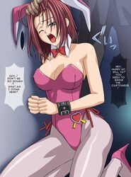 blue_eyes bondage bukkake bunny_ear bunnysuit code_geass cum female glory_hole gokkun kallen_stadtfeld red_hair tongue vogue