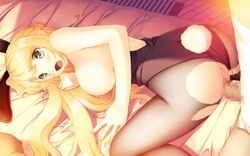 akizora_ni_mau_confetti all_fours animal_ear ass bed blush breasts bunny_ear bunny_girl bunnysuit censored large_breasts nipples pantyhose penis pussy sex tail torn_pantyhose ueda_ryou vaginal_penetration