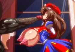 angelauxes censored dark-skinned_male huge_breasts iris_(mega_man) kissing_tip mega_man mega_man_x mega_man_x_dive netorare tagme ugly_bastard