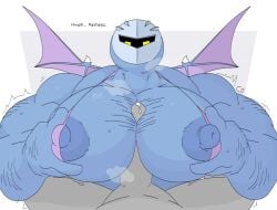 2boys anon anonymous_character bara bat_wings big_breasts big_nipples big_pecs big_tits cum cyanu daddy dilf duo gay hairy hairy_arms hairy_chest hairy_pecs kirby_(series) male male/male male_only mask masked masked_male meta_knight moobs muscle muscles muscular muscular_male nipples paizuri pecjob pecs penis precum thick_nipples titfuck titjob wings