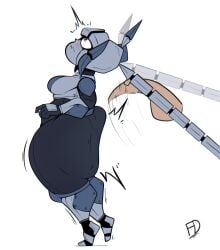 ass_slap big_ass big_breasts blush breasts bubble_butt female fiffer huge_ass robot robot_girl shortstack thunder_thighs