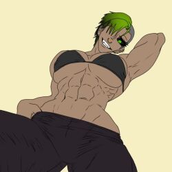 abs aza_solo_leveling big_breasts big_butt buff bulky dragon fat_ass female female_focus female_only goddess green_eyes green_hair jetblackriot