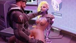 1boy 1boy1girl 1girls 3d augmented_sombra black_body brown_body brown_skin female gabriel_reyes male male/female nipple_piercing nude olivia_colomar overwatch overwatch_2 partially_clothed piercing reaper sfmtessai sombra